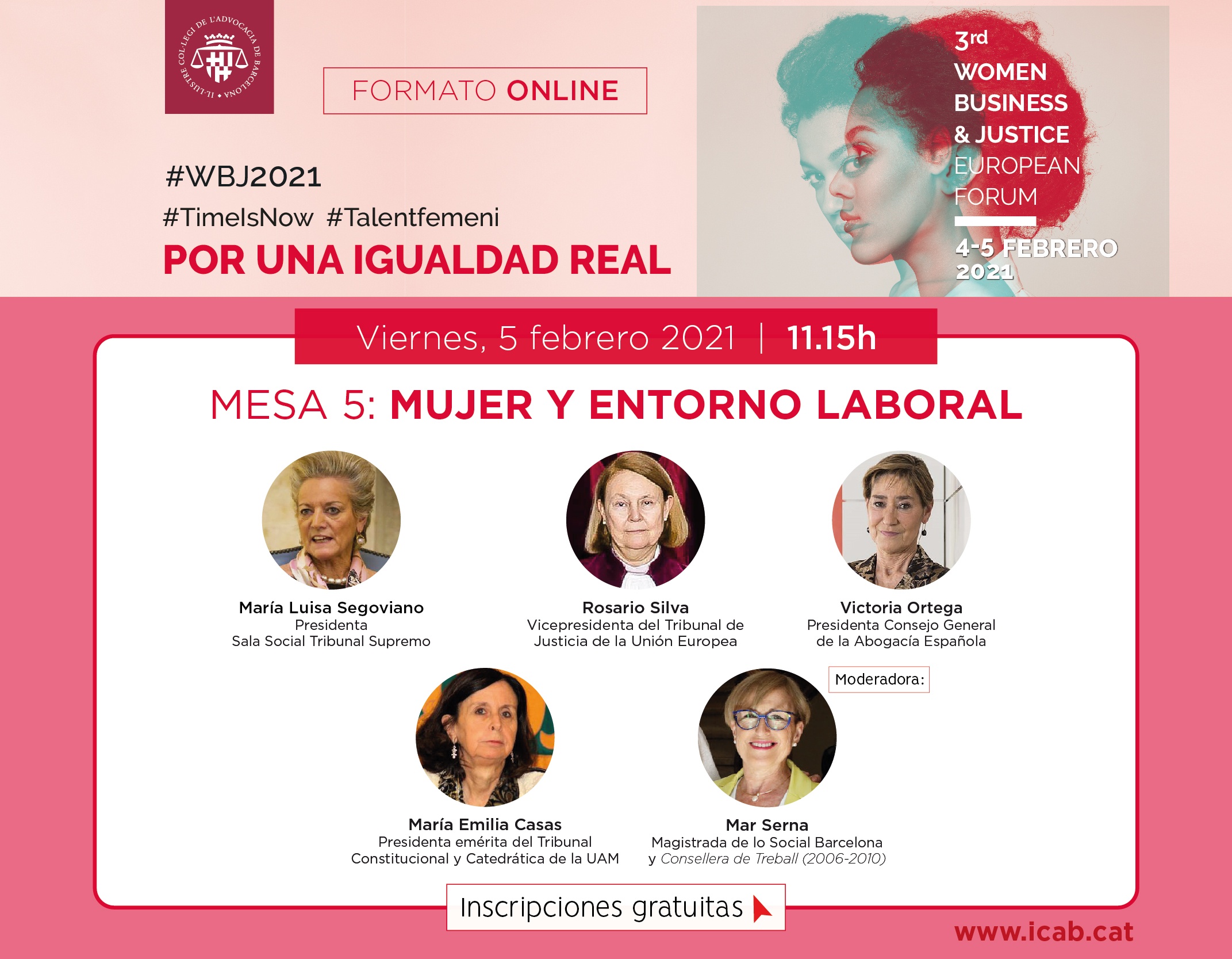 La Mesa 5 del 3rd Women Business Justice European Forum debatira sobre Mujer y Entorno Laboral